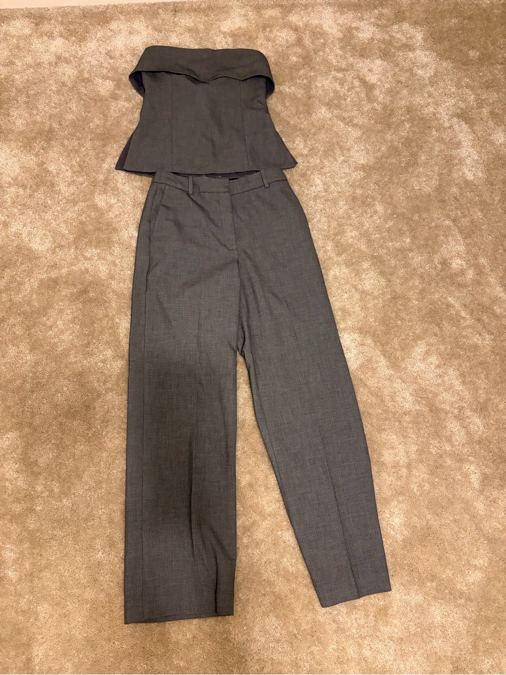 Aritzia Babaton Element Tube Top & Agency Pant (Heather Charcoal)
